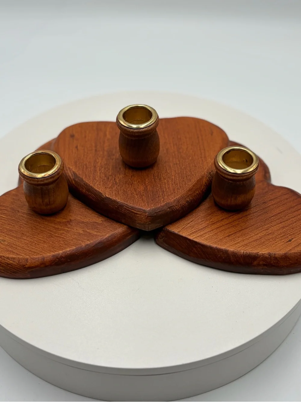 Wooden Heart Wall Candle Holder - Brown